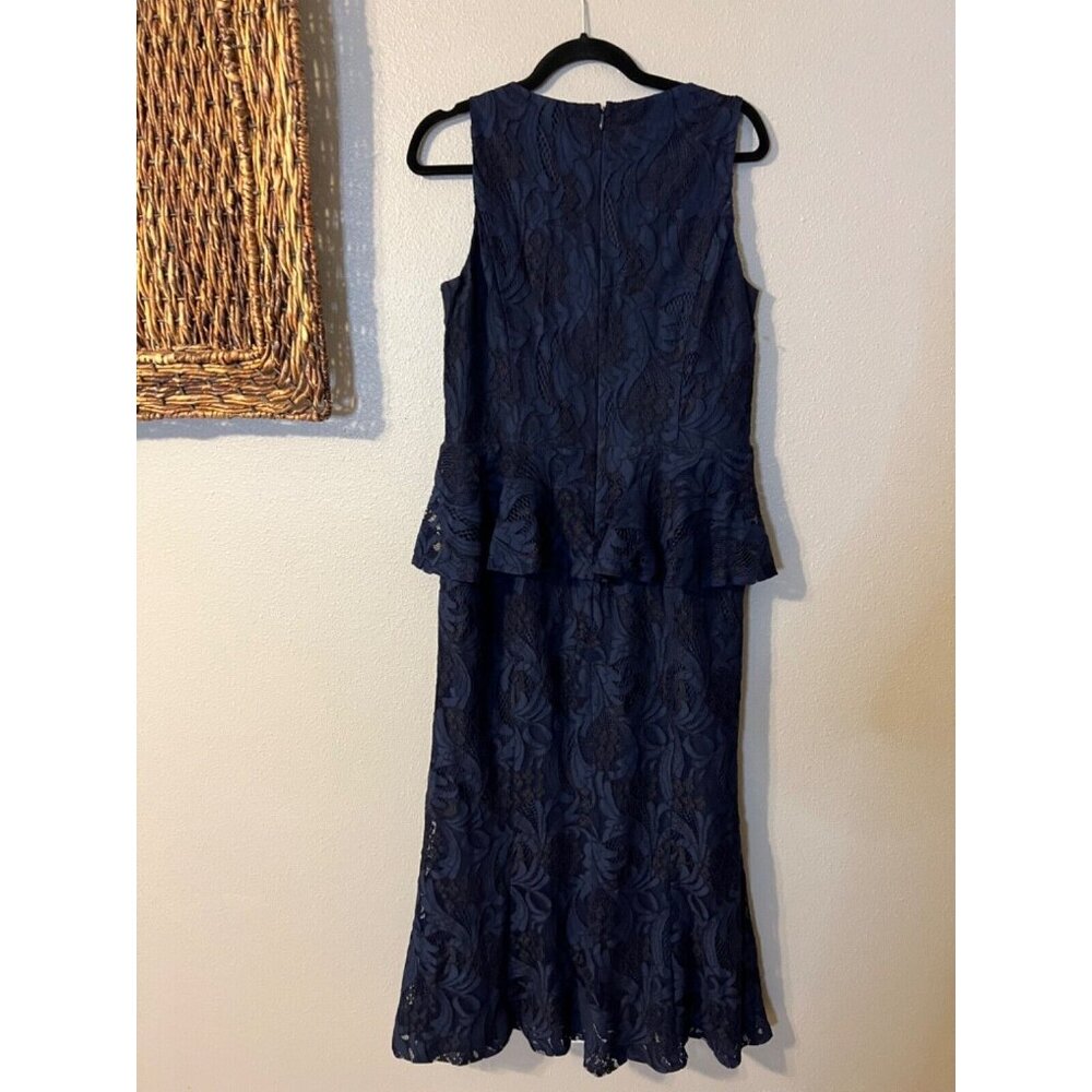 Ralph Lauren Long Formal Kynelle Dress 14 Navy Blue Wedding Party Cruise $270 - Picture 10 of 13